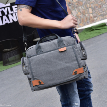 Multi Compartment Canvas Shoulder bag