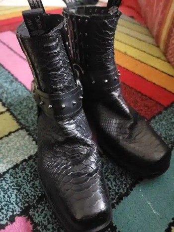 New Rock: Black Leather Python Boots
