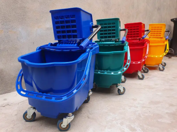 Double bucket mop trolley