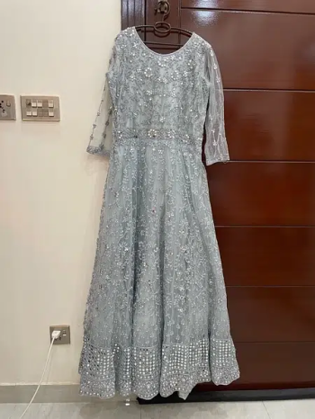 heavy embroidery and mirror work macsi on front and back