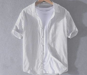 قميص مقلم بنص كم