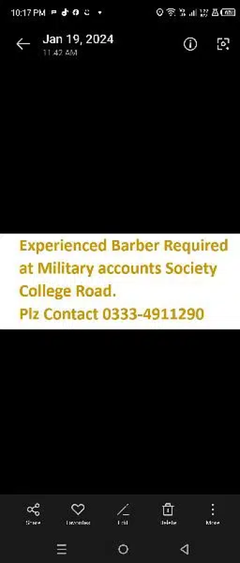 experienced barber required
